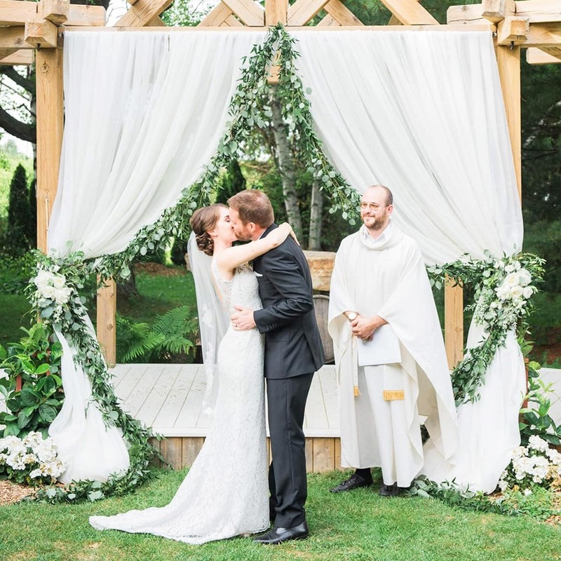 White Chiffon Backdrop Curtain 10ftx10ft Sheer Backdrop Wrinkle-Free Fabric Drape