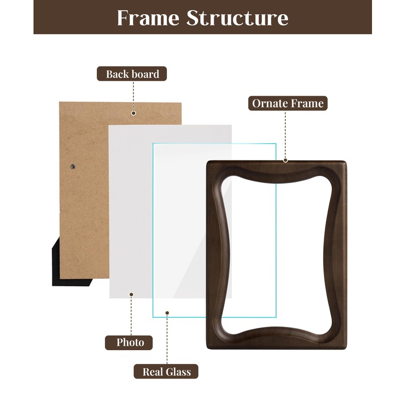 Afuly 5x7 Wood Picture Frame MCM Walnut Wooden Photo Frame
