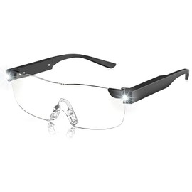 Skyway Lupenbrille mit Licht, 200% LED beleuchtete wiederaufladbare Lupenbrillen zum Lesen von Hobbys und zum Arbeiten, Big Vision Brillen