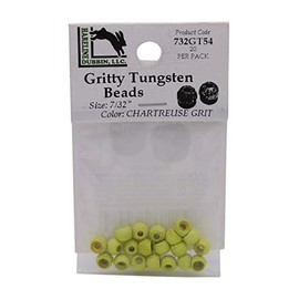 Hareline Gritty Tungsten Beads (7/32" (5.5 mm)) - Chartreuse Grit - 20 Beads