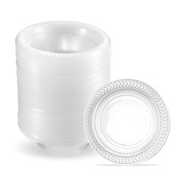 PLASTICPRO 40 Pack Clear Plastic Soup Bowls 5 oz Durable Disposable Small Plastic Bowls for Parties Events BBQ