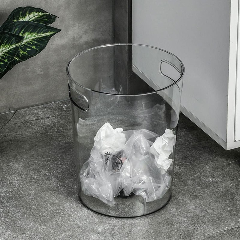 SEWACC Clear Waste Basket Plastic Trash Can Small Wastebasket Garbage