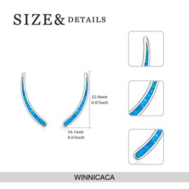 WINNICACA Blue Opal Earrings Sterling Silver Ear Crawler Climber Earrings for Women Girl Gifts