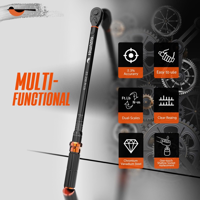 SUZUME Torque Wrench (25-250 Ft. Lb/ 32.5-325 N.m) 72 Tooth