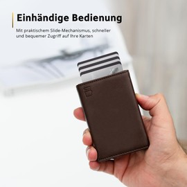 ZLIDER Card Holder Men & Women Mini Wallet Men's Faux Leather Card Holder Slim Wallet with Coin Compartment RFID Blocker Men's Wallet, dark brown, Without airtag holder
