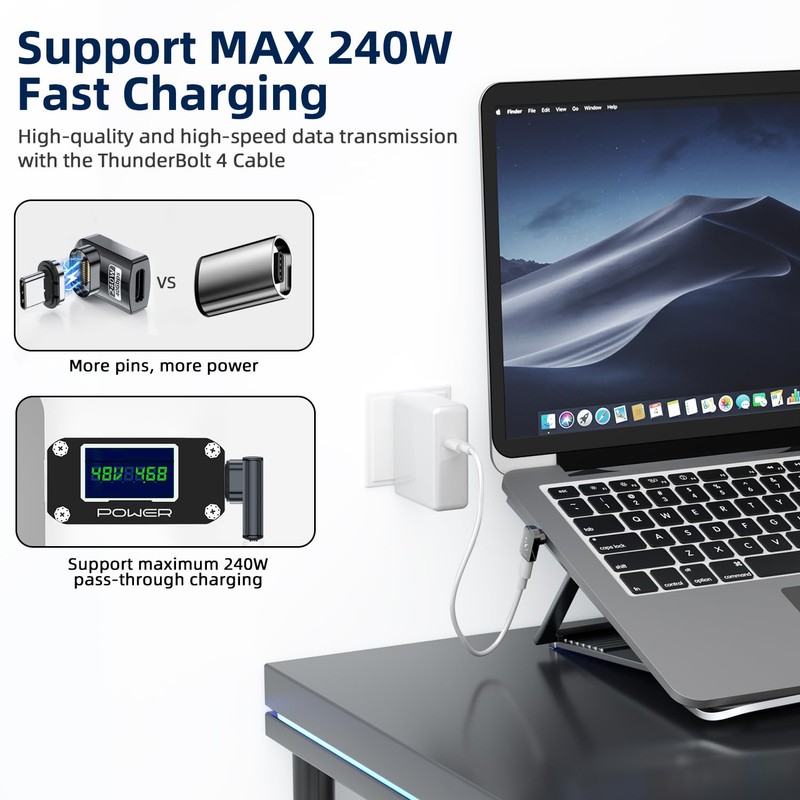 DuHeSin 240W USB C Magnetic Adapter (2 Pack) Right Angle