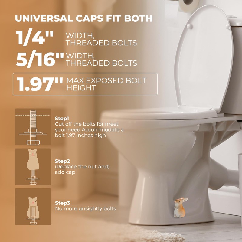 Bunny Ceramic Toilet Bolt Caps - Decorative Toilet Caps for