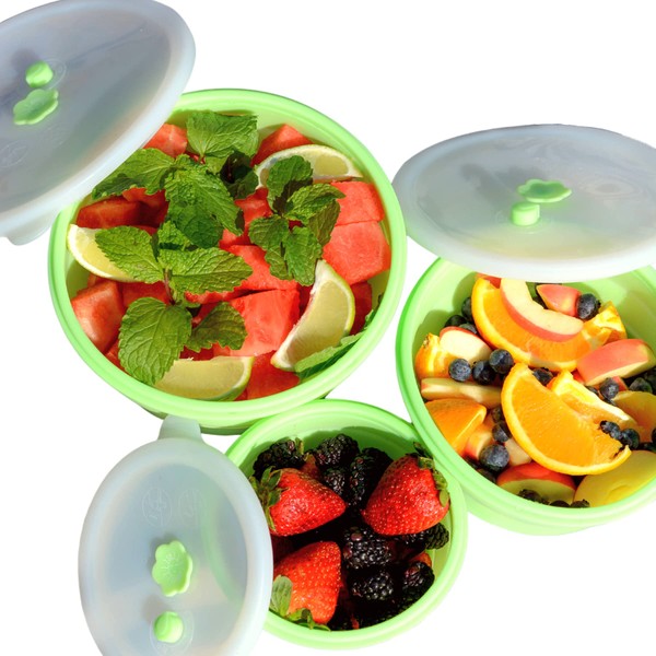Premium 3-Piece Silicone Collapsible Storage Containers Set - Versatile, BPA-Free,
