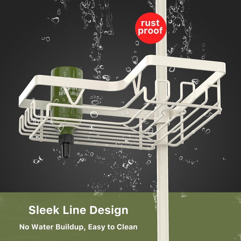 KEGII Shower Corner Caddy Tension Pole, Rustproof Corner Bathroom Organizer,
