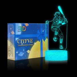 SHANJIANKE Baseball Player 3D Night Light Touch Control - 7 Colors Auto Gradient Night Light,Kids Night Light Suitable for Home Outdoor Decoration or Christmas Day Holiday Children's Gift