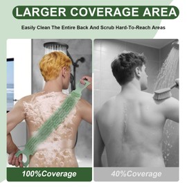 Exfoliating Back Scrubber for Shower, Back Massage Bath Brush, Double-Sided Back Scrub Washcloth to Clean Your Body Deeply for Men & Women Skin Care (Green)