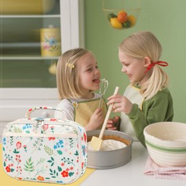 Kids Lunch Box Boys Girls Insulated Lunch Cooler Bag Reusable Lunch Tote Kit for School Travel(Flower)