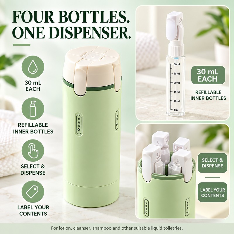 4 in 1 Travel Liquid Dispenser Refillable 1 fl oz