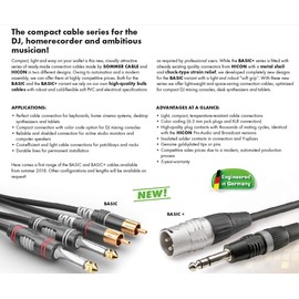 Sommer Cable HBA-3SC2-0600 Jack / RCA Audio Connection Cable [2x RCA Male to 1x Jack Plug 3.5 mm] 6.00 m