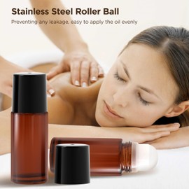 SESENSE Essential Oil Roller Bottles, 2PCS (50ml/30ml) Thick Glass Perfume Roller Bottles with Funnel and Dropper Glass Empty Bottles Beauty and Personal Care Tools for Fragrance (Amber, 30ML)