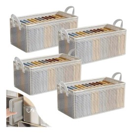 4 Caja Organizadora De Tela Para Cajones De Ropa Plegables Transparente
