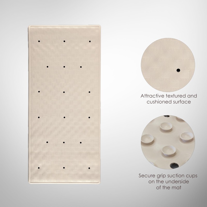 AQUALONA® Premium Bath Mat, Anti-Mould Non-Slip – Rubber, Machine Washable.