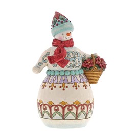 Department56 Enesco Jim Shore Heartwood Creek Wonderland Snowman w/Basket w, Multi Color