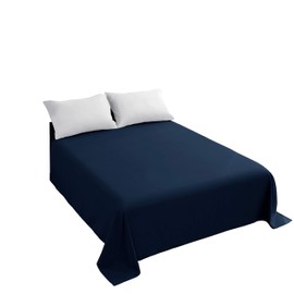 Sfoothome Bed Flat Sheet - Ultra Soft and Wrinkle, Fade, Stain Resistant Top Sheet, Twin Size, Navy Blue