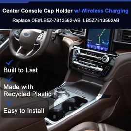 FEIMAOTUI LB5Z-7813562-AB Center Console Cup Holder Fit for Ford Explorer 2020-2025 Replace LB5Z7813562AB (with Wireless Charging)