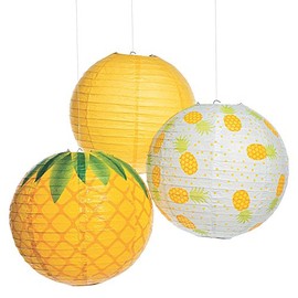 Fun Express - Pineapple Lantern - Party Decor - Hanging Decor - Lanterns - 3 Pieces