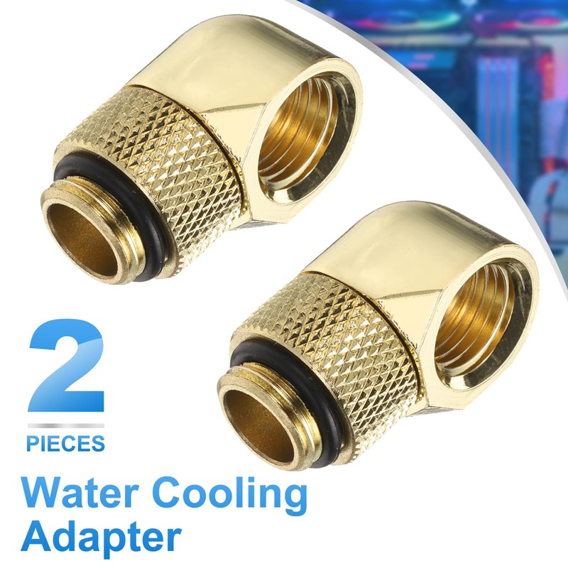 sourcing map 2pcs 90 Degree Elbow Water Cooling Adapter G1/4"