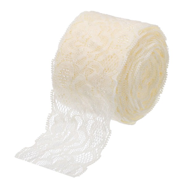 sourcing map Lace Trim 10 Yards 2 Inch Flower Elastic