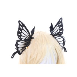 C-111 Black Butterfly Wings Hair Clips Gothic Lolita Party Celebration Hair Accessories Head Accessory