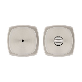 Kwikset Arroyo Knob Interior Privacy Door Knob with Lock, Door Handle for Bathroom and Bedroom, Satin Nickel Keyless Turn Lock Doorknob, with Microban Protection