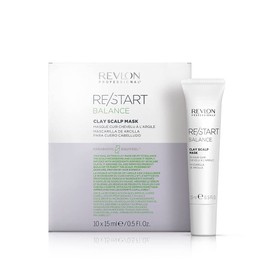 RE/START Balance Clay Scalp Mask, 10 x 15 ml, Clay Mask for Oily Scalp, Double Effective Skin Care for Deep Pore Cleansing, Care Product Absorbs Sebum, Unscented