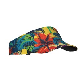 Hawaiian Summer Tropical Sport Sun Visor Hats Adjustable Empty Top Baseball Cap Outdoor Patriotic Ball Caps for Women and Men