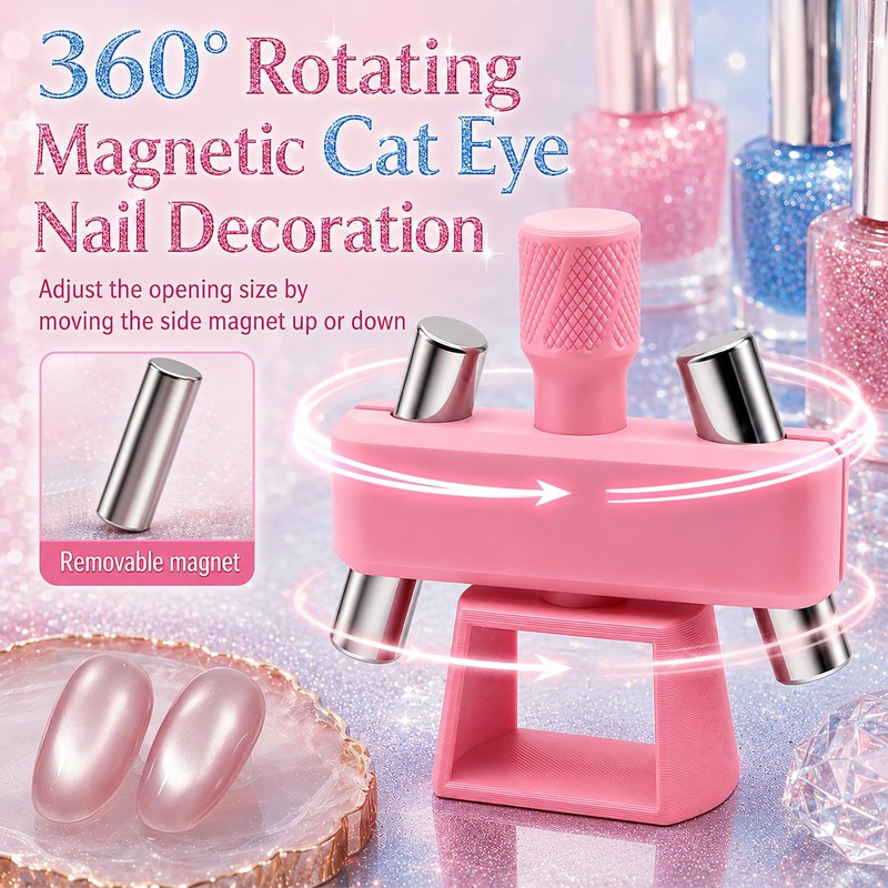 2Pcs Automatic Cat-Eye Nail Magnet for Cat Eye Gel Polish,