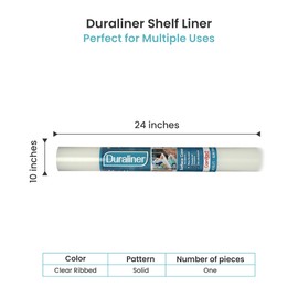Con-Tact Brand Duraliner Shelf Liner, Non-Adhesive and Multi-Use Drawer Liner, Made of Vinyl, Waterproof Liner, 24" x 10', Clear Ribbed