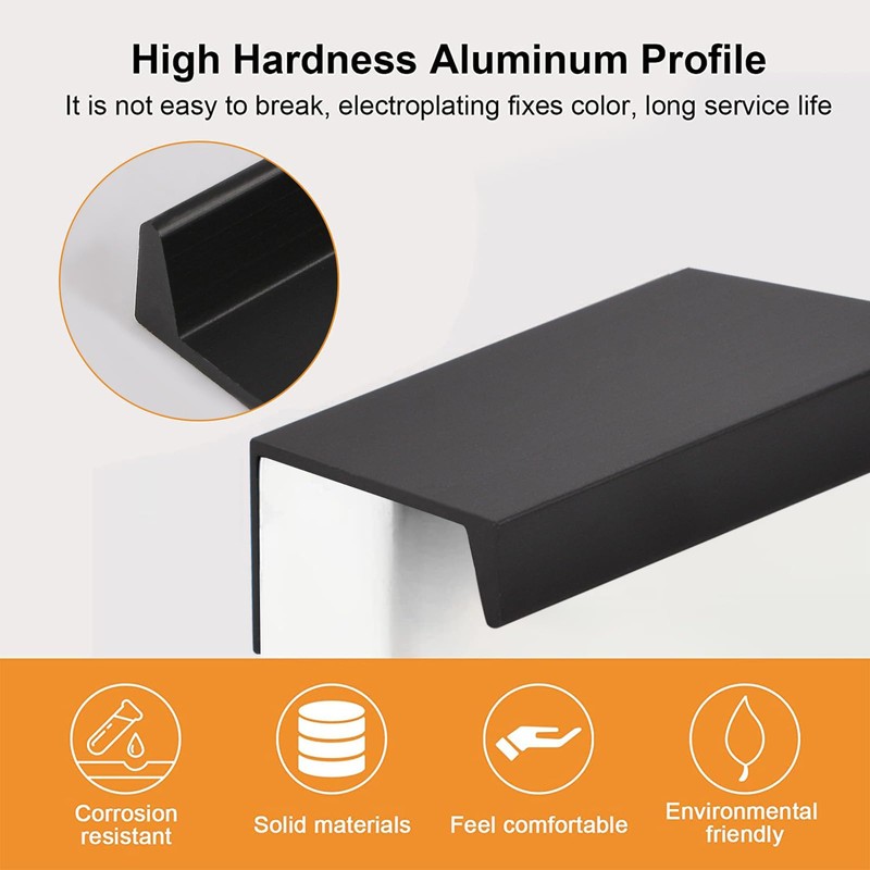 MOROBOR Black Mini Finger Edge Pull, 16pcs Concealed Handle Modern