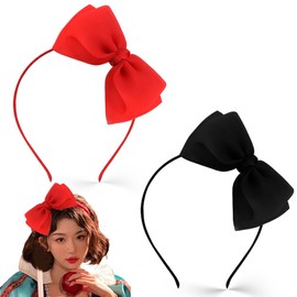 Red Black Bow Headbands for Women Black Red Hair Hoop Hairband for Women Large Bowknot Head bands for Women Girls Christmas Birthday Gifts for Women Girls Daughter Granddaughter 2 PCS