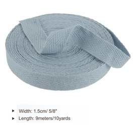 TA-VIGOR Cotton Twill Tape Ribbon 15mm, 10 Yards Bias Binding Tape Bunting Tape Soft Natural Herringbone Webbing Tape Roll for Sewing Dressmaking Gift Wrapping DIY Craft, Iron Grey