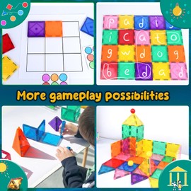 Soyee Magnetic Tiles Toddler Toys Magnetic Building Blocks for Kids Ages 3-12 STEM Educational Toys for Girls & Boys Sensory Play for Preschool Learning Birthday