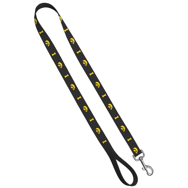 Moose Pet Wear Dog Leash – University of Iowa Hawkeyes Dog Leash, Made in the USA – 1 Inch Wide x 4 Feet Long, Hawk on Carbon Fiber Design