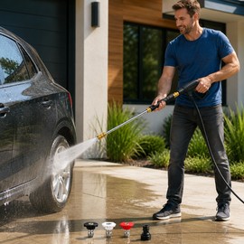 Hydro Jet Power Washer Wand with 3 Interchangeable Nozzles for Garden Hose – High-Pressure Cleaning Tool for Cars, Patios, Driveways & Yards