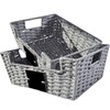 OUTBROS Storage Box Hand-Woven Wicker Storage Baskets, Multipurpose Open-Front Bin,