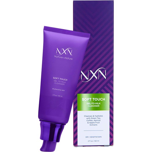 NXN Gel-to-Milk Facial Cleanser - Gentle, Daily Face Wash, For Hydrating Dry and Sensitive Skin, Fresh Scent, 2 Fl Oz