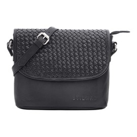 STILORD 'Nika' Crossbody Bag Women's Braided Leather Small Shoulder Bag Vintage Boho Handbag Mini Shoulder Bag for Festival Party Leisure Made of Real Leather, black, shoulder bag