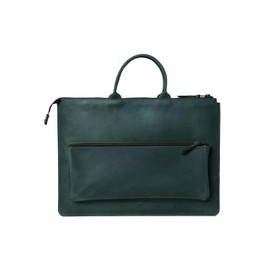 INCARNE Leather Laptop 15 inch Case Sleeve Compatible with MacBook Air Bag with Handles Made for MacBook Air 15" M2/M3/M4, Genuine Leather, Green