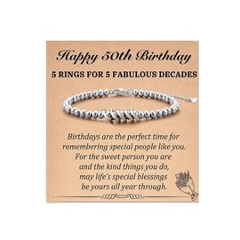 A-yeite 50th Birthday Gifts for Women Minimalist Birthday Bracelet Jewelry for Mom Grandma Daughter Sister Aunt Wife Friends with Meaningful Message Card