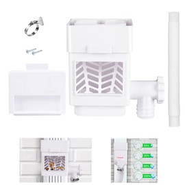 XPINYT Rain Barrel Diverter Kit, Downspout Diverter Fits for 2""x 3"" or 3""x 4"" Standard Downspout, Rainwater Collection System with Adjustable Valve and Filter,5ft Hose(White)