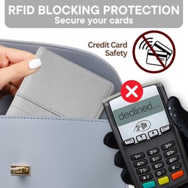 elzama Passport Holder Women with RFID Blocking, Passport Cover Wallet with Zipper Pocket, Pen Sim Card Holders, Cute Slim Travel Wallet Passport Book Protector Case, Light Grey