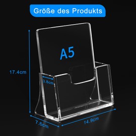 AITEE DIN A5 Table Brochure Stand: Pack of 2 Acrylic Transparent Flyer Stand Freestanding Brochure Holder for Counter Office Restaurant Reception