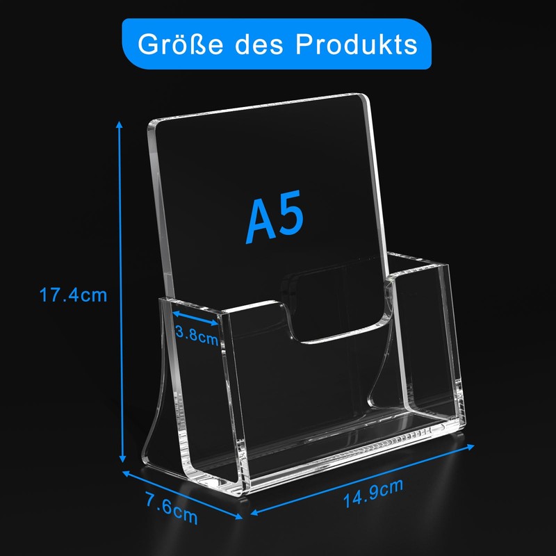 AITEE DIN A5 Table Brochure Stand: Pack of 2 Acrylic