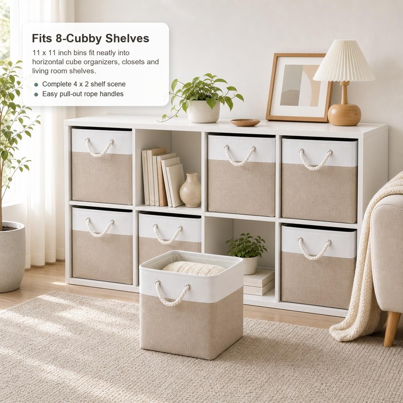11x11 Inch Cube Storage Bins, 8 Pack Collapsible Fabric Storage