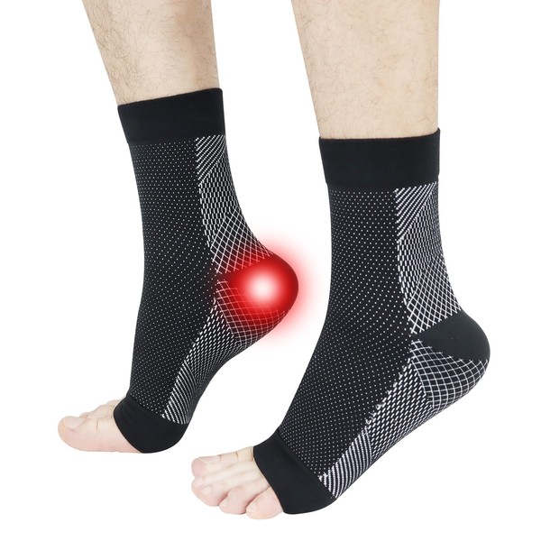 FEELJAM Neuropathy Socks for Women and Men, Soothe Relief Socks for Plantar Fasciitis, Comprex Ankle Sleeves Plantar Fasciitis Socks Compression Socks for Neuropathy Ankle Pain Relief (L-XL, Black)